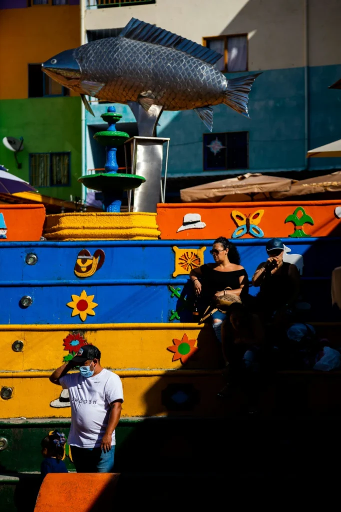 Colorful stairs in Medellin comuna 13 neighborhood Colombia tours
