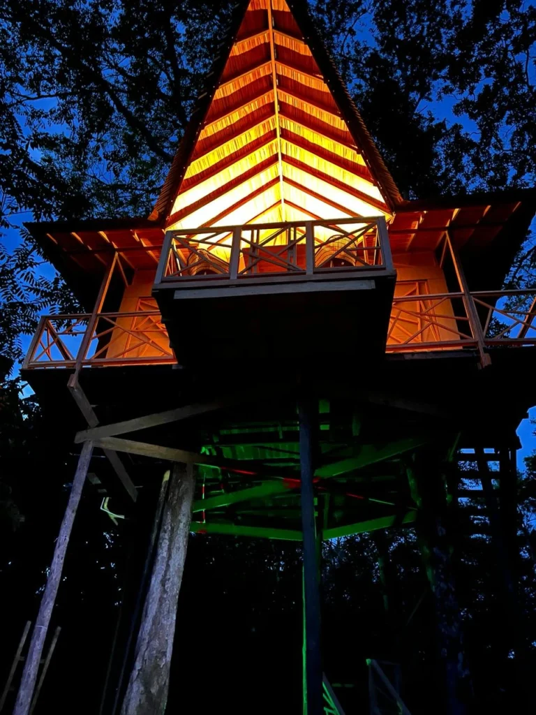 Treehouse at night in the colombian amazon jungle travel agency