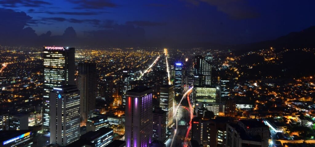 panoramic night view of bogota colombia