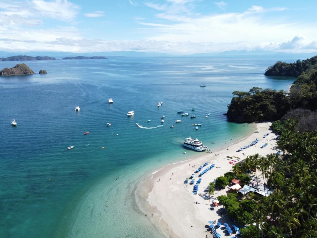 Drone Shot of Watercrafts on a Beach